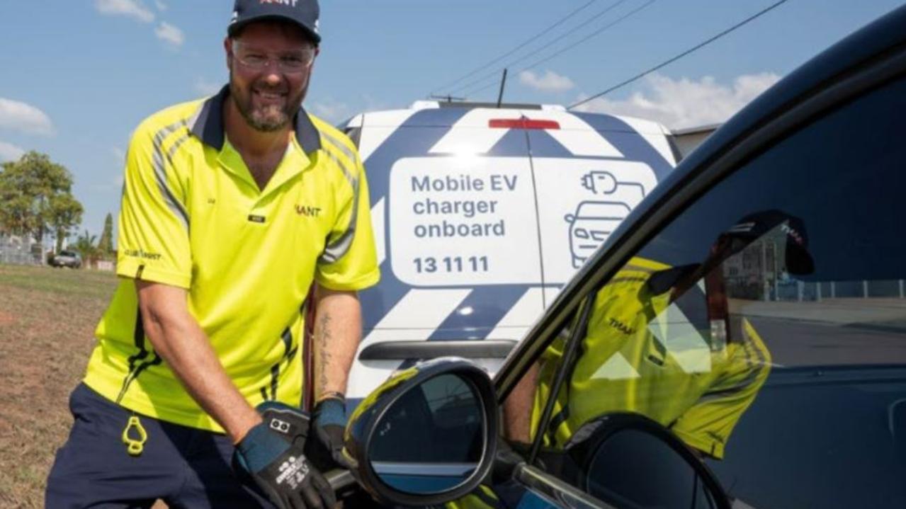 AANT technician Ian Rowe in action with the new Roadside Assistance mobile EV charging van. Picture: Supplied