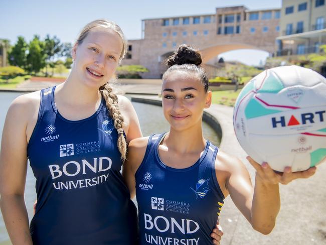 Abi Houston and Dakota Newson have been snared by Bond University in their return to Sapphire Series netball. Photo: Cavan Flynn Bond University