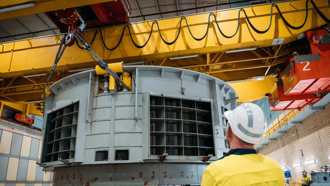 Work being carried out on the Gordon Power Station’s turbines.