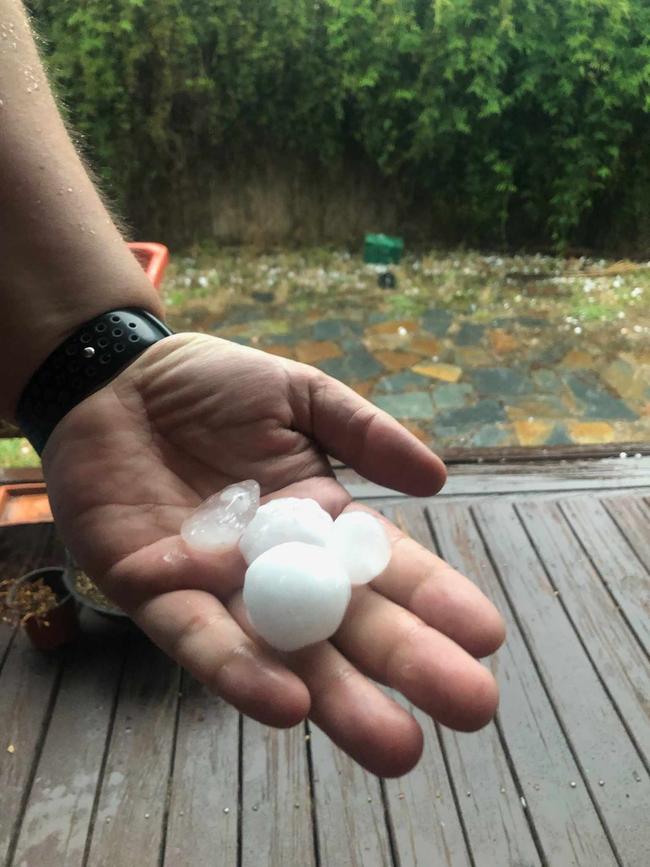 Large hailstones fell in Epsom and White Hills. Picture: Julieanne Strachan.