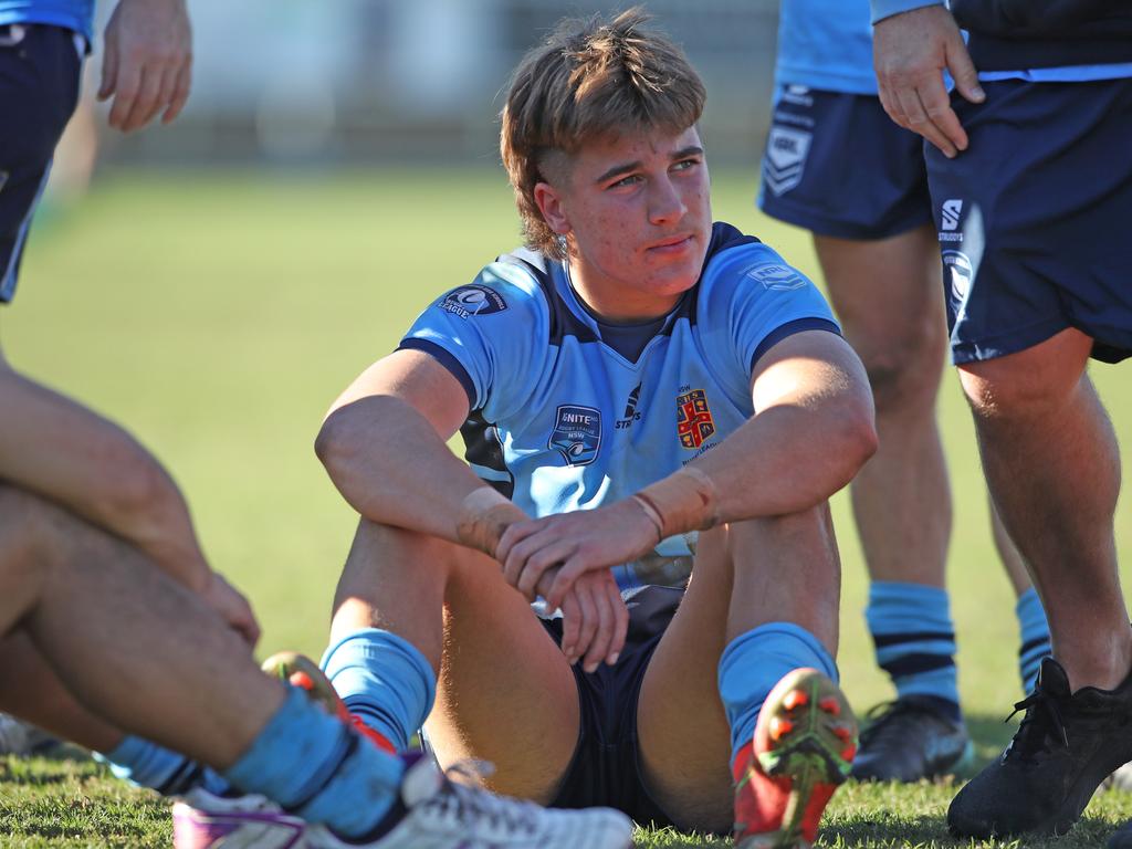 NSW's Chevy Stewart after the loss to QLD in the under 18 ASSRL schoolboy rugby league championship grand final between QLD v NSW CHS from Moreton Daily Stadium, Redcliffe. Picture: Zak Simmonds