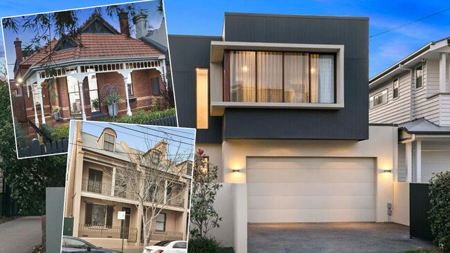 An upper-middle class with the capacity to buy what might be termed comfortable — even cutting-edge — residential property are buying up in suburbs like Melbourne’s Albert Park, top left, Sydney’s Millers Point, bottom, and Brisbane’s Bulimba, right.