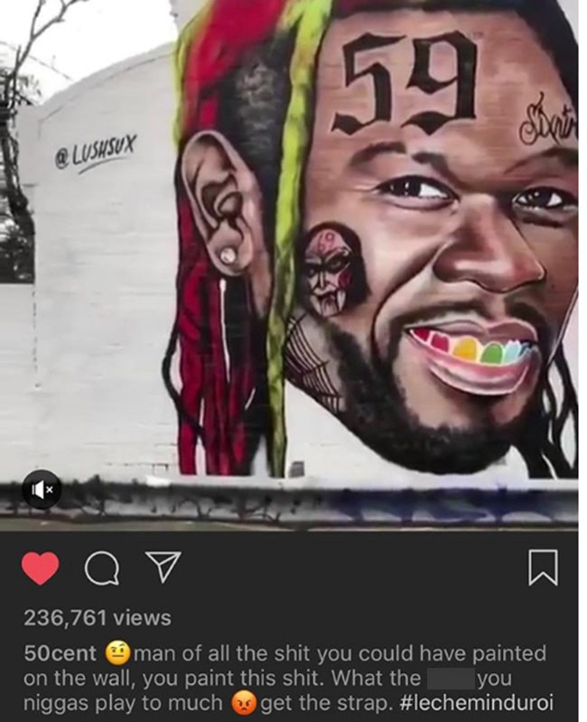 50 Cent isn’t impressed by Lushsux’s latest work. Well, Thanos car to him. Picture: Instagram