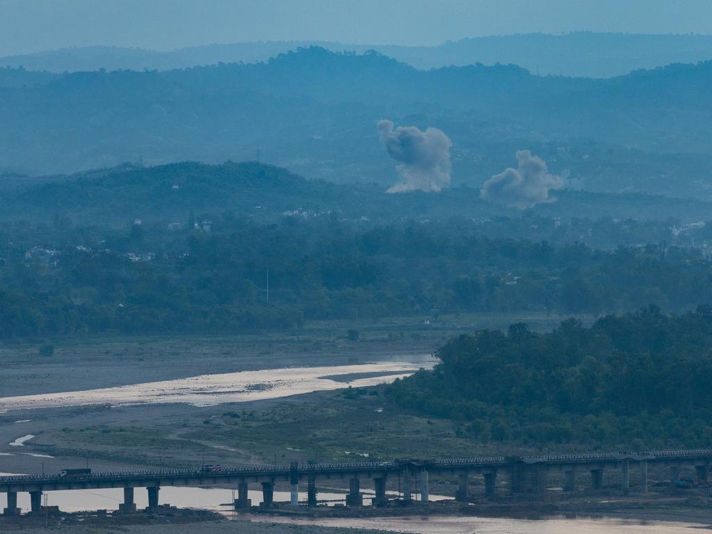 Smoke billows after an explosion on May 10, 2025 in Jammu, India. Picture: Getty
