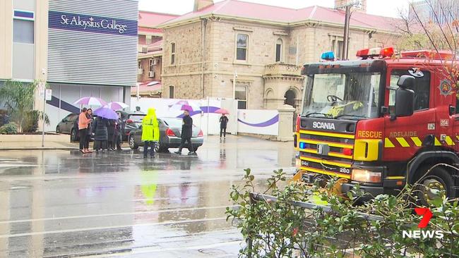 A young girl and her mother were rushed to hospital after being hit by a car during peak hour on Angas St. Picture: 7NEWS