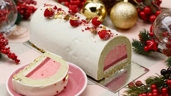 Love Crepe’s Christmas gelato log cake. Picture: Steven Woodburn