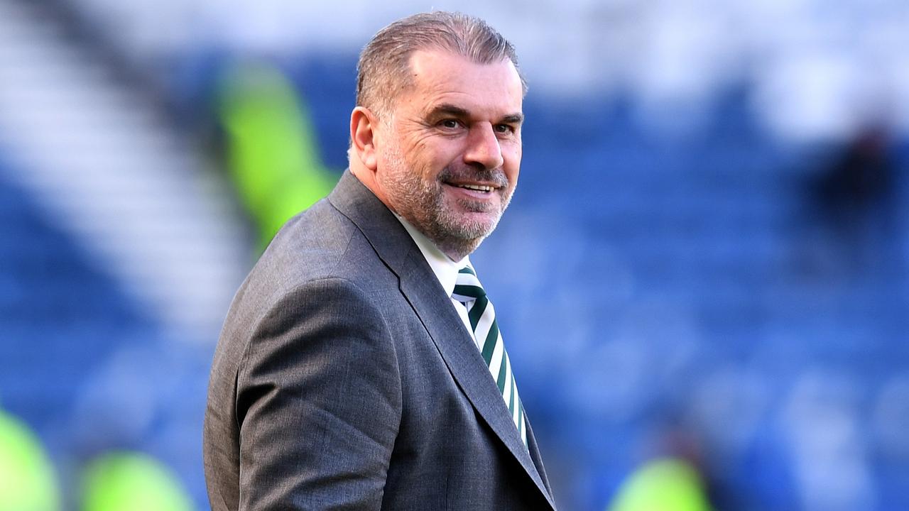 GLASGOW, SCOTLAND - FEBRUARY 26: Ange Postecoglou, Head Coach of Celtic, looks on prior to the Viaplay Cup Final between Rangers and Celtic at Hampden Park on February 26, 2023 in Glasgow, Scotland. (Photo by Mark Runnacles/Getty Images)