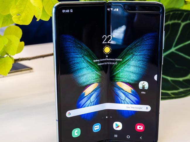 The Samsung Galaxy Fold is the first smartphone in Australia to feature a flexible display. Picture: Jennifer Dudley-Nicholson/News Corp Australia