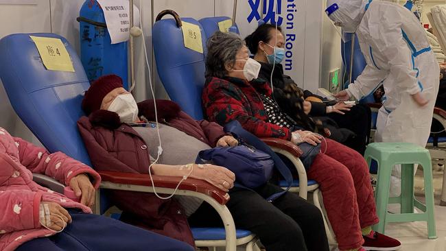 Covid-19 coronavirus patients rest in the Second Affiliated Hospital of Chongqing Medical University in China's southwestern city of Chongqing on December 23, 2022. Picture: Noel Celis / AFP.