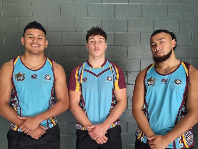 Keebra Park's Queensland Under-18 representatives: Arama Hau, Seth Nikotemo and Immanuel Kalekale. Picture: Facebook/Keebra Park SHS