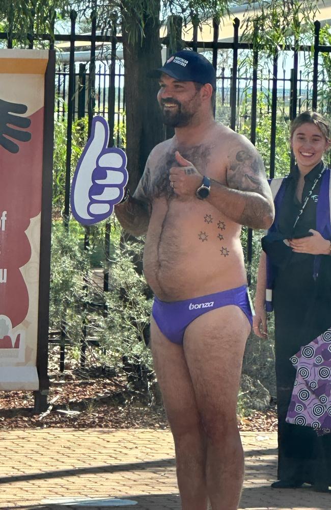 Alice Springs Mayor Matt Patterson at Bonza arrival