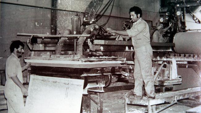 Workers at the Hardie BI factory in Camellia, west of Sydney where the light rail depot will now be situated.