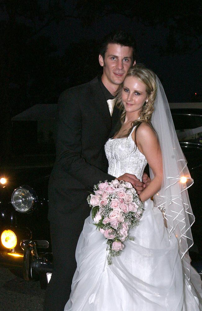 THe wedding of Petar Lazarevic and Allison Rasmussen, arriving at their reception at Victoria Park Golf Complex in 2008. Picture: Campbell Scott