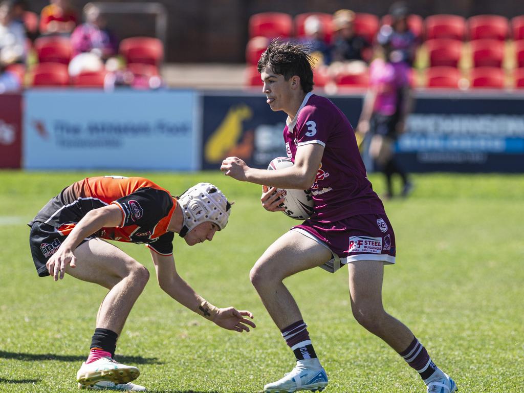 Joe York of Dalby Devils against Southern Suburbs in U14 boys Toowoomba Junior Rugby League grand final at Toowoomba Sports Ground, Saturday, September 7, 2024. Picture: Kevin Farmer