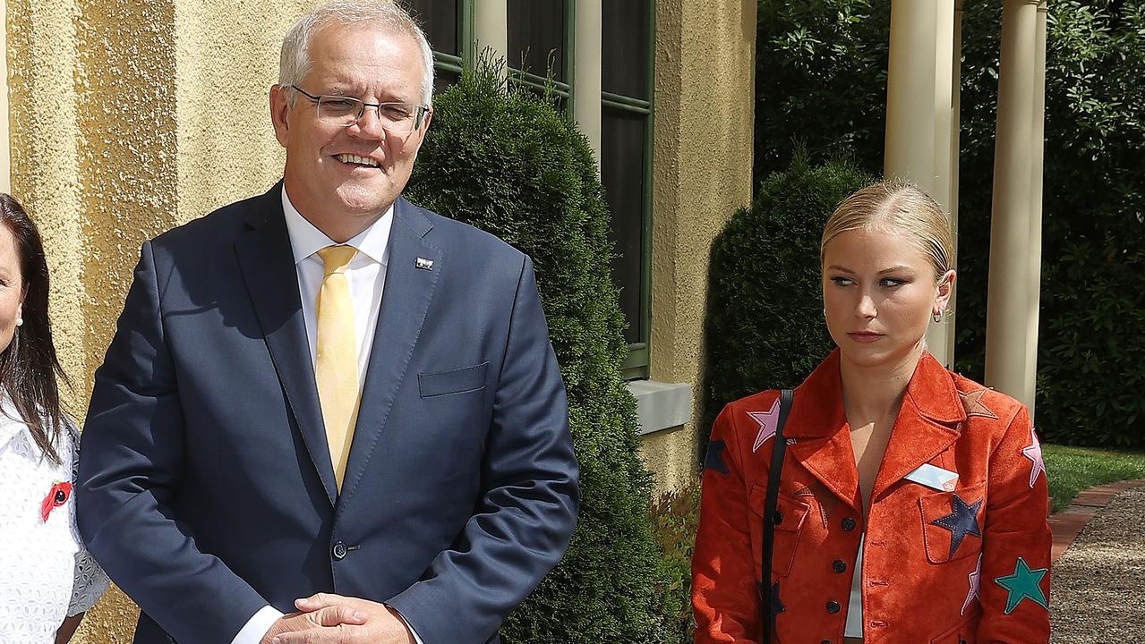 Prime Minister Scott Morrison with Grace Tame on Tuesday. Picture: NCA NewsWire / Gary Ramage