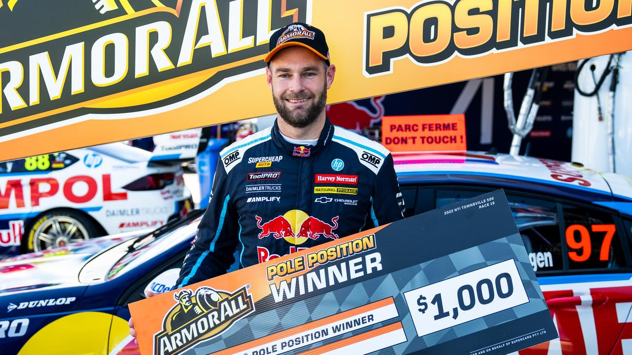 Shane van Gisbergen after taking pole position for race 1 of the Townsville 500. Picture: Daniel Kalisz/Getty Images