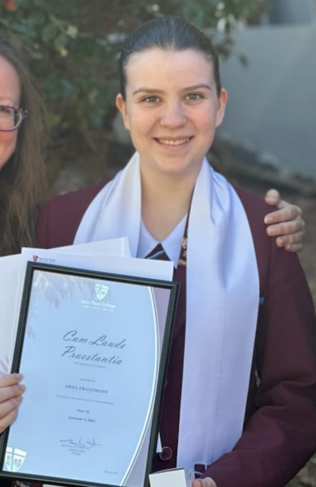 Ariel Franzmann, John Paul College captain. Picture: Contributed