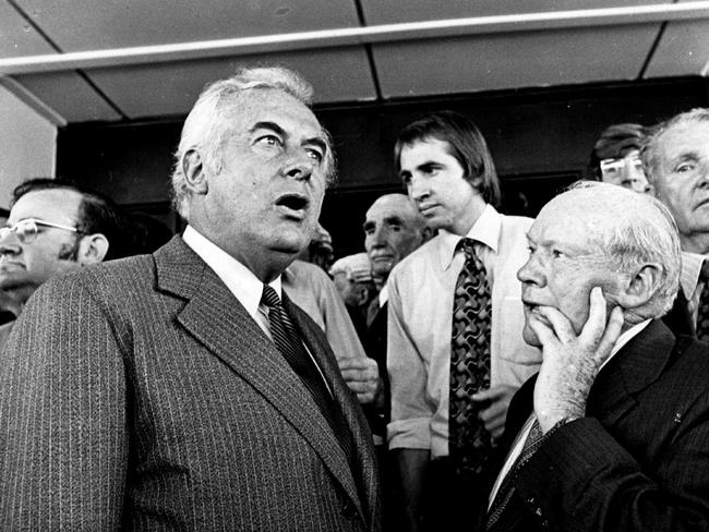 Defining moment ... Gough Whitlam on the steps of Parliament House after his sacking on November 11, 1975.