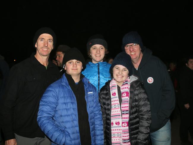 (Back, from left) Don Drury, Riley Nixon, Dave Nixon, (front) Kallen Drury and Ella Nixon from Toowoomba at Killarney Bonfire Night 2019.