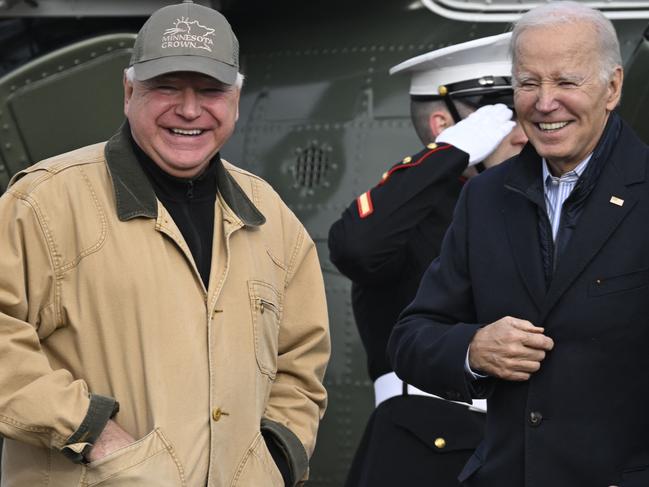 Minnesota Governor Tim Walz pictured with US President Joe Biden last year. Picture: AFP