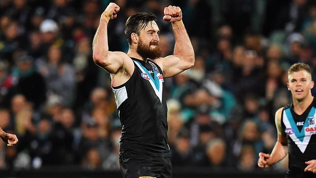 Charlie Dixon kicked four goals in Port Adelaide’s win.