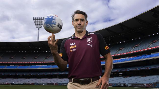 MELBOURNE, AUSTRALIA - APRIL 16: QLD Maroons head coach Billy Slater poses for a photograph during the 2024 State of Origin Series Launch at Melbourne Cricket Ground on April 16, 2024 in Melbourne, Australia. (Photo by Daniel Pockett/Getty Images)