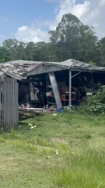 What remains of an Aldershot property after it was burned on Monday afternoon.