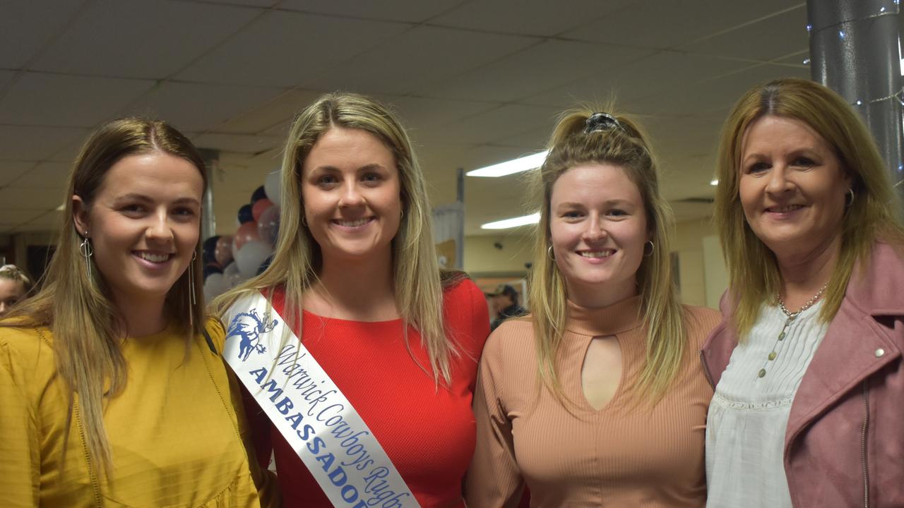 Dimity Brackin, event ambassador Taylah Brackin, Codie Brackin, and Andrea Brackin at the 2021 Warwick Cowboys Ladies' Day.