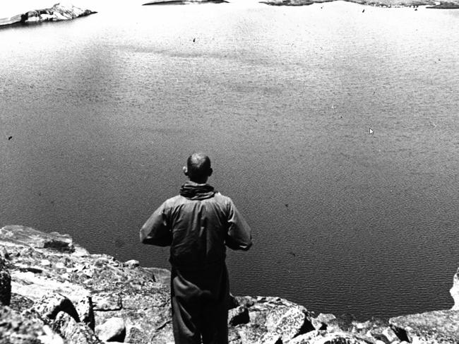 Charles D'Arcy Roberts at the Blue Lake, Snowy Mountains 1935. Picture: National Library of Australia.