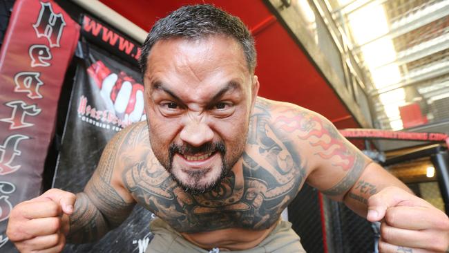 Famed Kiwi UFC cage fighter Mark Hunt at Heartbreak Gym, Burleigh Heads. Picture Mike Batterham