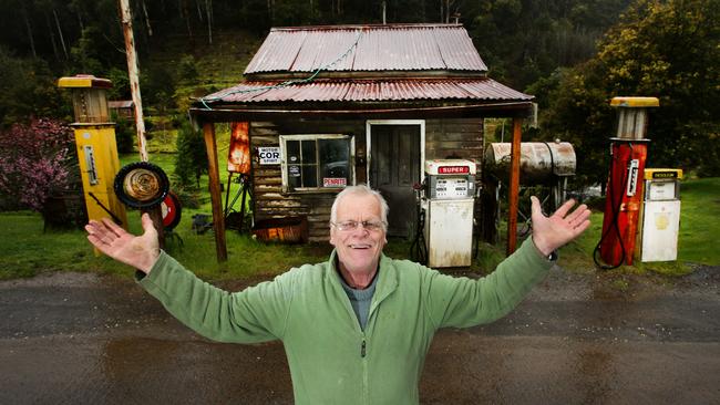 The biggest tourist attraction in Woods Point is the old petrol station owned by Graham Leah. Picture: Andrew Tauber