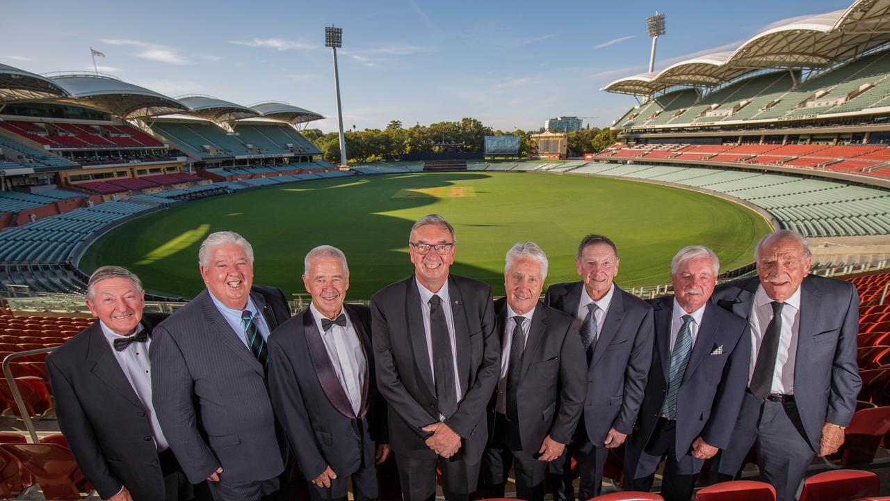 Former Port Adelaide licence management committee Tony Hobby, Phil Hoffmann, Rob Hoey, Greg Boulton, Brian Cunningham, Frank Hayter, Jim Nitschke, David Judd were honoured. Picture: Ben Clark