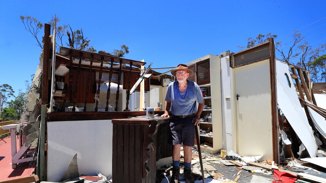 Len la Tours’ Gold Coast home was totally destroyed by the deadly storms, which also claimed the lives of at least seven people. Picture: NCA NewsWire / Scott Powick