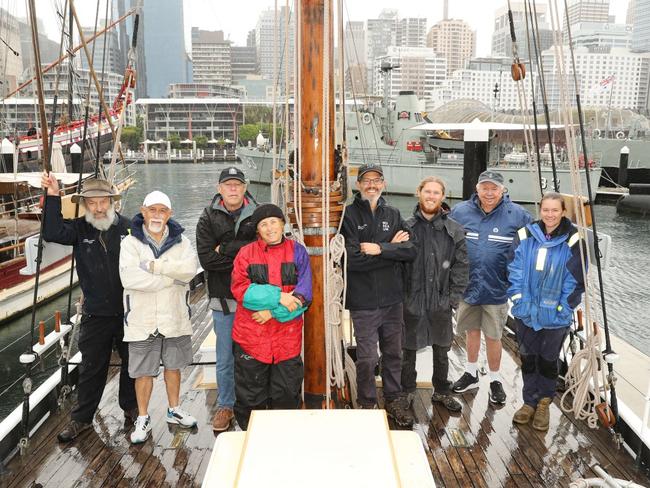 Kathleen Gillett crew preparing to return to racing at the Balmain Regatta this Sunday. Peter Chubb, John McCormack, Terry Daly, Maria Tzannes, Dudley Heywood, Callum Hindhaugh, John Stanley and Caitlin Allen. Picture Rohan Kelly.