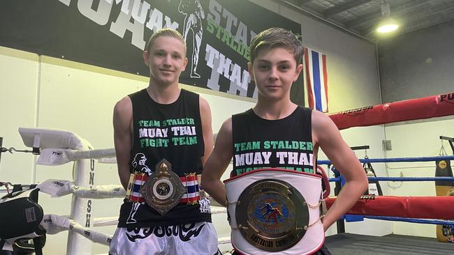 Dre Stalder (left) with Jayden Carroll of Team Stalder Muay Thai.