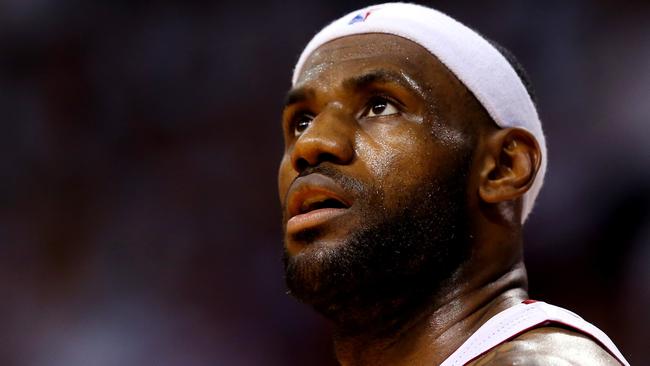 MIAMI, FL - MAY 30: LeBron James #6 of the Miami Heat looks on against the Indiana Pacers during Game Six of the Eastern Conference Finals of the 2014 NBA Playoffs at American Airlines Arena on May 30, 2014 in Miami, Florida. NOTE TO USER: User expressly acknowledges and agrees that, by downloading and or using this photograph, User is consenting to the terms and conditions of the Getty Images License Agreement. Mike Ehrmann/Getty Images/AFP == FOR NEWSPAPERS, INTERNET, TELCOS & TELEVISION USE ONLY ==