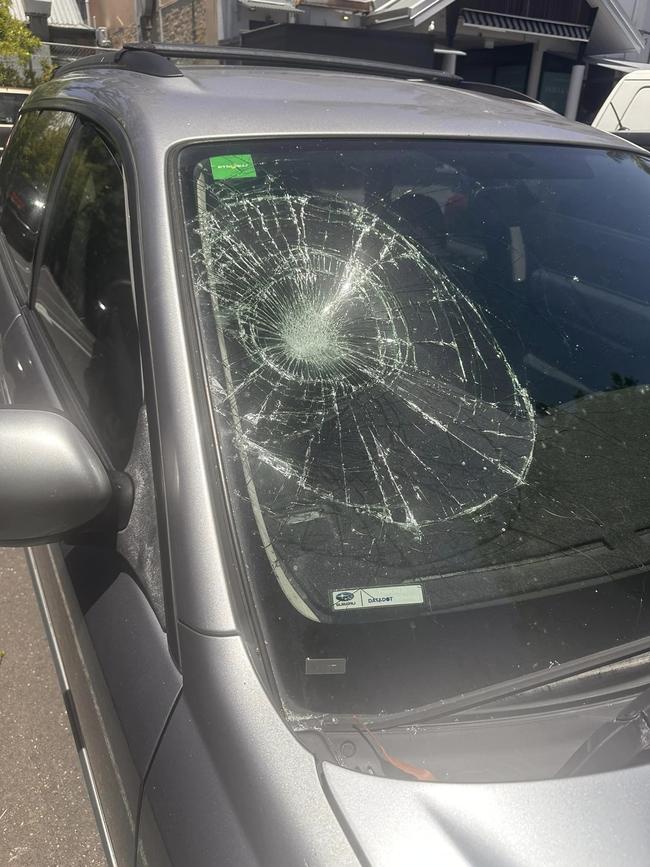 Chiara Sofia’s car windshield was repeatedly punched at Byron Bay.