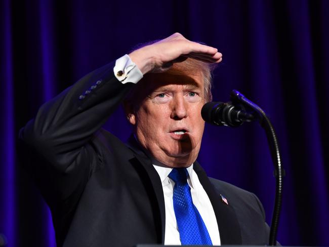US President Donald Trump speaks at the Major County Sheriffs and Major Cities Chiefs Association Joint Conference in Washington, DC, on February 13, 2019. (Photo by Nicholas Kamm / AFP)