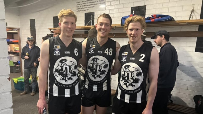 South Barwon forward Andrew Boseley played with his brothers James and Lachlan for Wickliffe-Lake Bolac at the weekend. Picture: Contributed