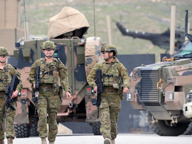 Australian troops are still serving in war-torn Afghanistan. Female "Diggers" are providing protection to their mates by acting as "Guardian Angels" as part of the Force Protection Element at Camp Qargha with Task Force Afghanistan.L-R: Lance Corporal Linda Keefe, 44 from Perth.Cpl Moira Walker, 27 from Eltham North (Melb).Private Chloe Hunt, 20, from Toowoomba.Picture: Gary Ramage