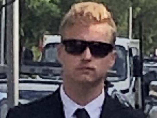 Lincoln Mobbs, 18, of  Baulkham Hills, enters Manly Local Court where he was sentenced on a string of serious driving charges, including drink driving,  after doing a 10-second burn out in front of police at Wheeler Heights.  Picture:  Jim O'Rourke