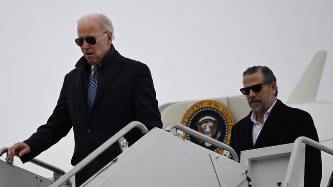 US President Joe Biden, with son Hunter Biden. Picture: AFP