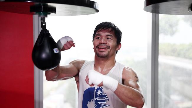 Manny Pacquiao trains at Elorde boxing gym in Manila this week.