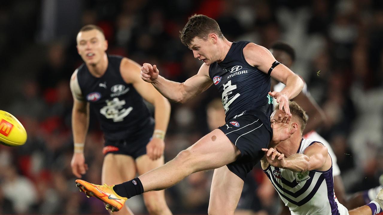 Sam Walsh had 40 disposals in Carlton’s win over Fremantle.