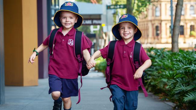 Hugo and Maximo Jablko pictured in Chippendale are ready to start school this Friday. Picture: Monique Harmer.