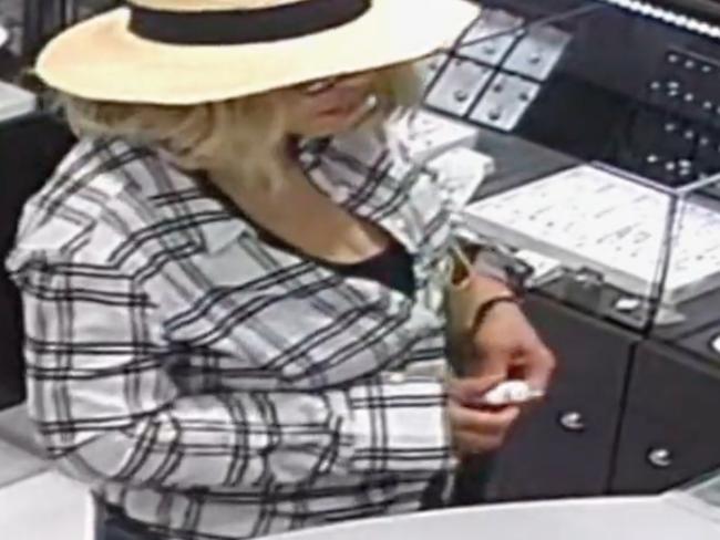 A 42-year-old Unley woman has been arrested after allegedly pepper spraying a jewellery store worker during a brazen robbery. The owners of the James Place store say the woman pretended to be blind and requested it be taken out of its case so she could feel the jewellery. Picture: 9 NEWS