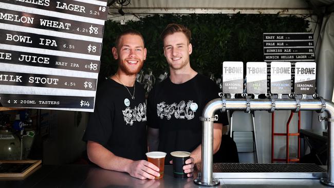 Xavier Dyble and Henry Burrows at the T-Bone Brewing Company stall. Picture: NIKKI DAVIS-JONES