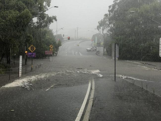 Bexley Rd at Bexley North was closed on Thursday afternoon due to flooding from the storm. Picture: NSW SES.