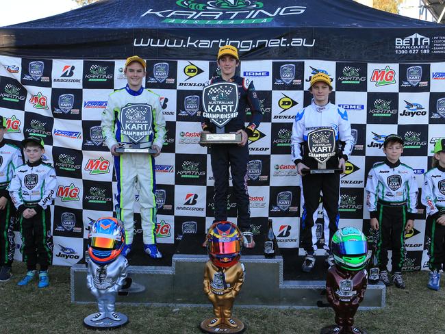 Jack Doohan, Harrison Hoey (L) we’re competitors during karting. Picture: Motorsport Australia