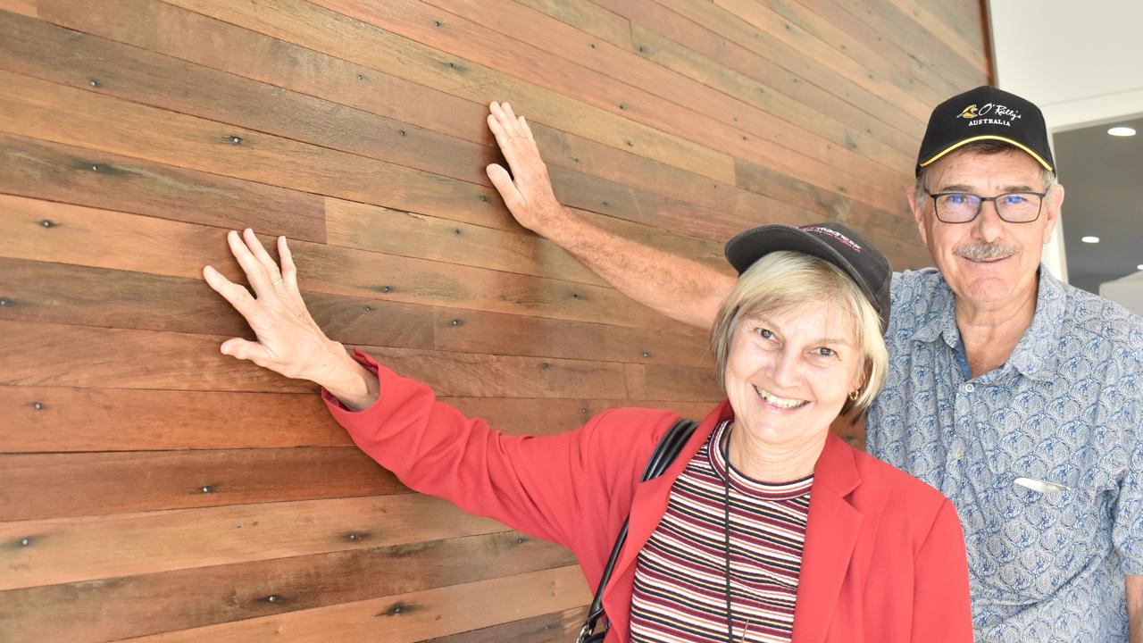 Mandy and Col Ayers of Proserpine remembered dancing rock and roll on the floor of the old pavilion, which has been preserved as a decorative feature of the new building. Picture: Kirra Grimes